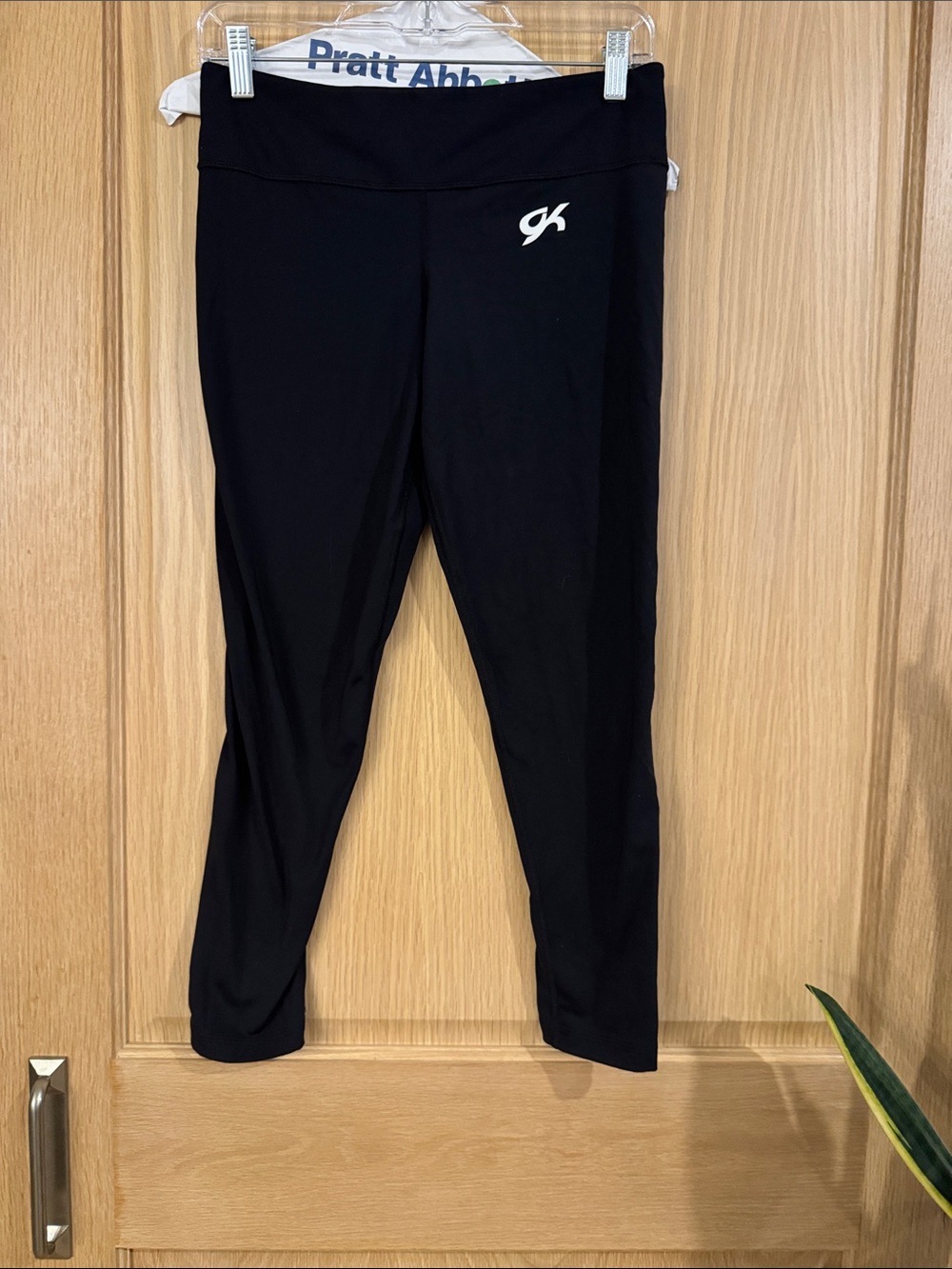 GK Black Capri Leggings with White Logo Accent